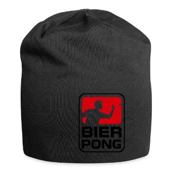 Bier Pong Fussball Alkohol Lustig Geschenk - Jersey-Beanie - Schwarz - Vorne