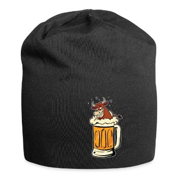 Bier Alkohol Kuh Bulle Viehzucht Lustig Geschenk - Jersey-Beanie - Schwarz - Vorne