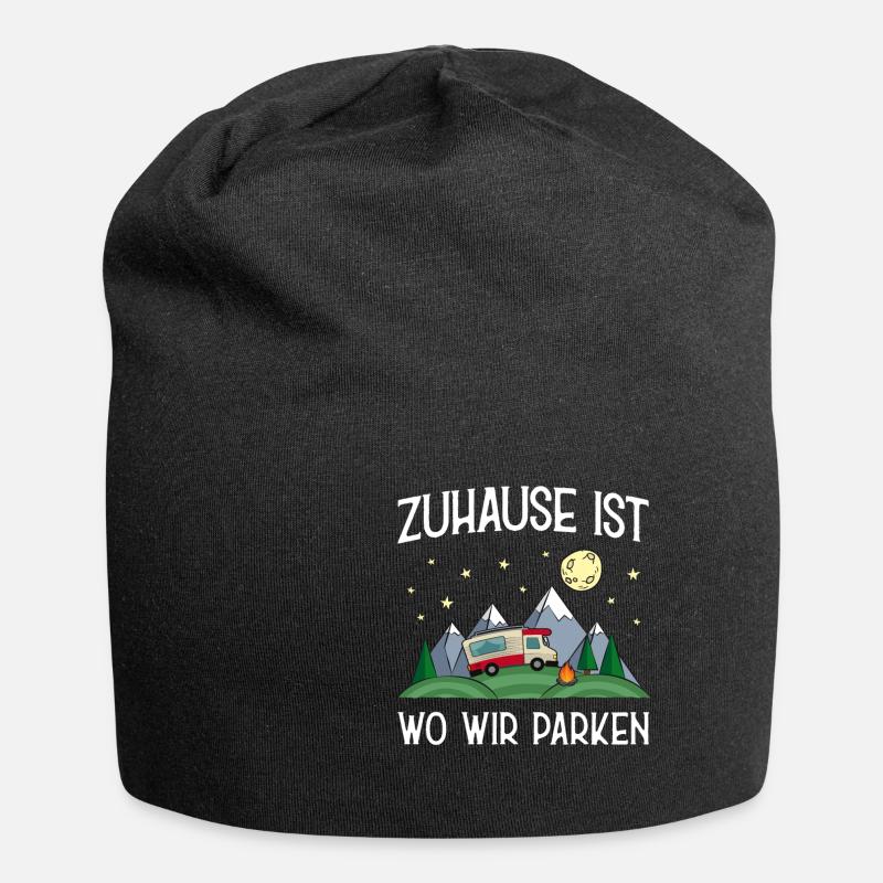Witziges Camping Wohnmobil Berge Wildnis Geschenk - Jersey-Beanie - Schwarz