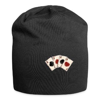 Poker Gambling Gambling Dice 4 aces gift - Jersey Beanie - black - Front