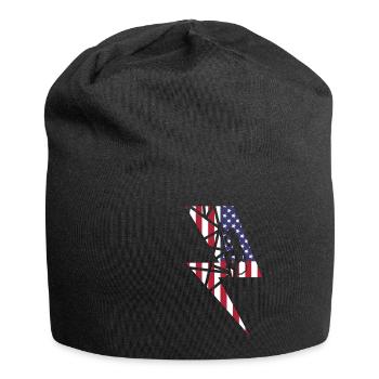 Lineman Electrician America Flag Usa Gift - Jersey Beanie - black - Front