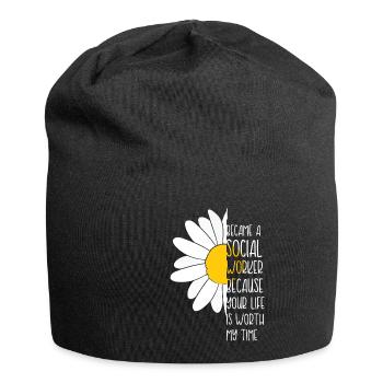 Sozialarbeiter - Street Worker - Blume - Geschenk - Jersey-Beanie - Schwarz - Vorne