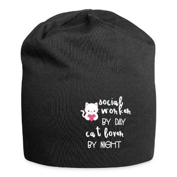 Social worker - social worker - cat - Jersey Beanie - black - Front