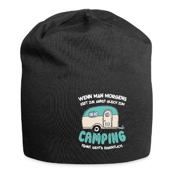 Funny camping holiday travel caravan gift - Jersey Beanie - black - Front