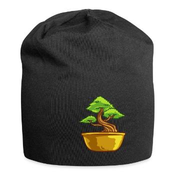 Bonsai Baum Pflanzen Japan Baumschnitt Geschenk - Jersey-Beanie - Schwarz - Vorne