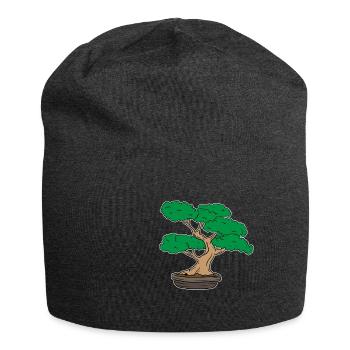 Bonsai Baum Pflanzen Japan Baumschnitt Geschenk - Jersey-Beanie - Anthrazit - Vorne