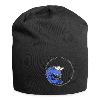 Origami Boat - Origami Schiff - Jersey-Beanie - Schwarz - Vorne