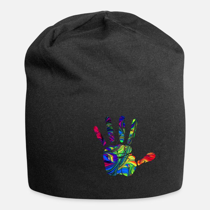 Hand - Jersey-Beanie - Schwarz