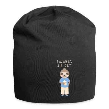 Pajamas all day. Sloth sleeper pajamas - Jersey Beanie - black - Front