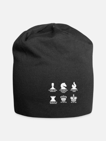 Schachfiguren - Jersey-Beanie - Schwarz