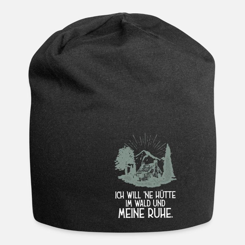 Ich hasse Menschen nervig Hütte Wald Ruhe Geschenk - Jersey-Beanie - Schwarz