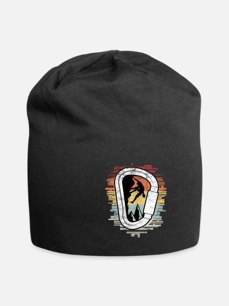Klettern Karabiner Vintage Bouldern - Jersey-Beanie - Schwarz