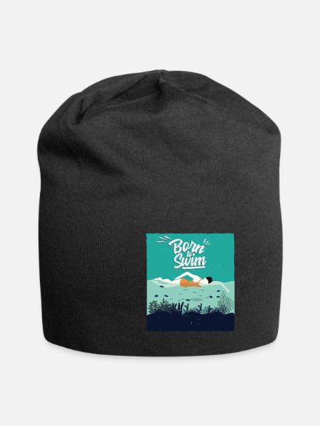 Né pour nager anniversaire idée cadeau - Bonnet en jersey - noir