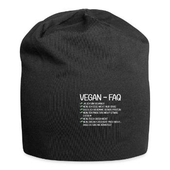 Vegan FAQ | Meist gestellte Fragen, Veganismus - Jersey-Beanie - Schwarz - Vorne