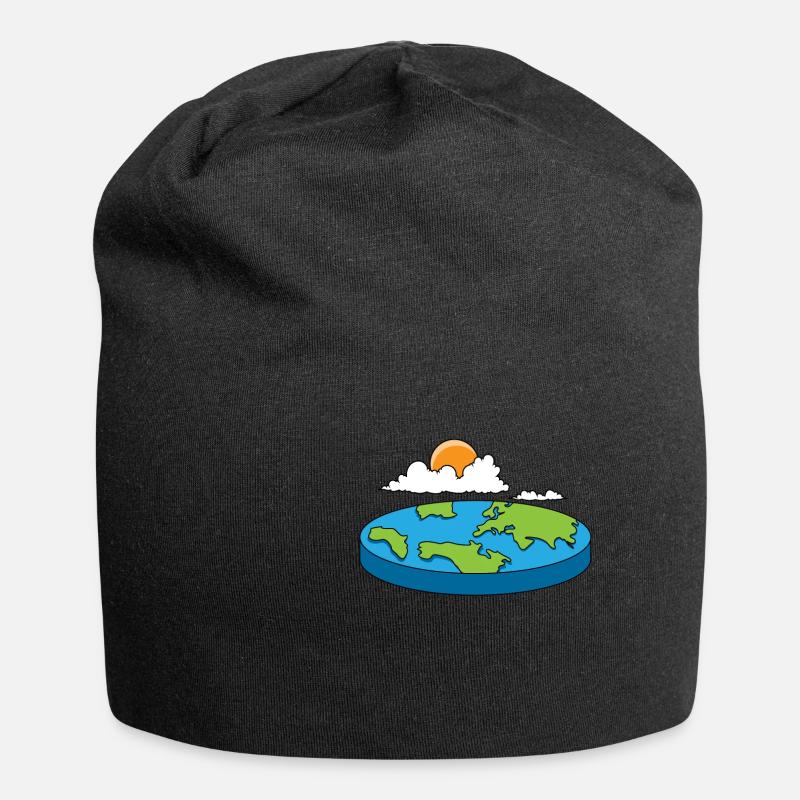 Flache Erde Welt Kugel Scheibe Planet Geschenk - Jersey-Beanie - Schwarz