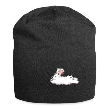 White Rabbit Rabbit Rabbit Comic Gift - Jersey Beanie - charcoal grey - Front