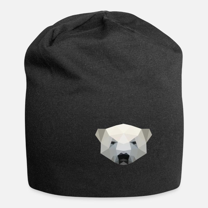 Eisbär, Eisbärenkopf polygon geometrisch - Jersey-Beanie - Schwarz