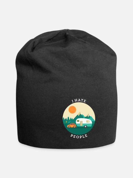 I hate people camping nature outdoor campers - Jersey Beanie - black