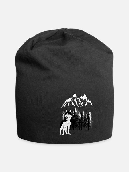 Gebirge Mountains Husky Wildnis Wild Xmas Hund - Jersey-Beanie - Schwarz