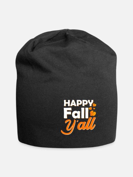 Herbst Geschenk bunte Blätter Regen - Jersey-Beanie - Schwarz
