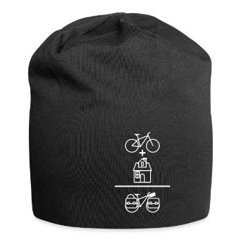 Fahrrad + Haus = Weltreise (Mobiles Heim, Tour) - Jersey-Beanie - Schwarz - Vorne