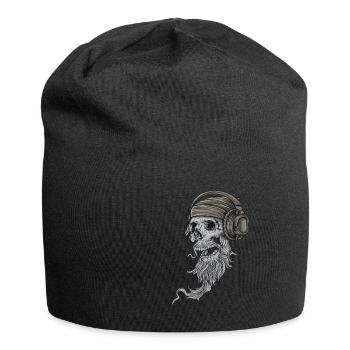 Rocker Skull with Headphones - Rockabilly, Skull - Jersey Beanie - black - Front