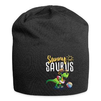 Tyrannosaurus Rex on the beach - summer sunnysaurus - Jersey Beanie - black - Front