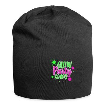 Glow Neon Party Squad Fest Leuchten Geschenk - Jersey-Beanie - Schwarz - Vorne