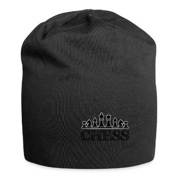 Schach - Chess - Figuren - Jersey-Beanie - Schwarz - Vorne