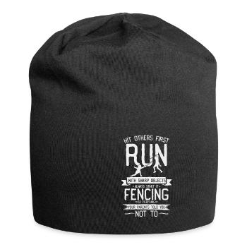 Spruch Scharfe Klingen Fechten Kampfsport Florett - Jersey-Beanie - Schwarz - Vorne