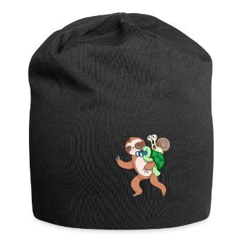 Tortue escargot et paresse - Bonnet en jersey - noir - Devant