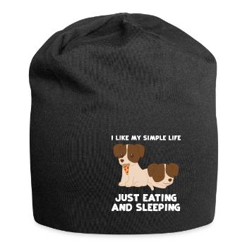 Jack Russel - Essen - Schlafen - Leben - Jersey-Beanie - Schwarz - Vorne