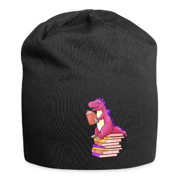 Dino lit des livres - Bonnet en jersey - noir - Devant