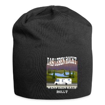 Das Leben rockt wenn dein Haus rollt - Jersey-Beanie - Schwarz - Vorne