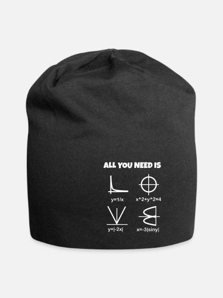 Love, math - heart as a formula and graph - Jersey Beanie - black