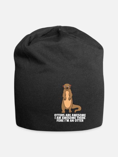 Otter Aquarius otter Dwarf otter gift - Jersey Beanie - black