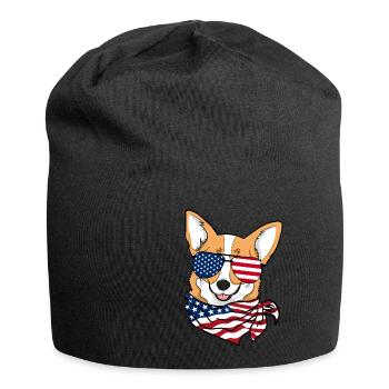 4 juillet Fête de l'indépendance États-Unis Amérique Corgi Dog - Bonnet en jersey - noir - Devant