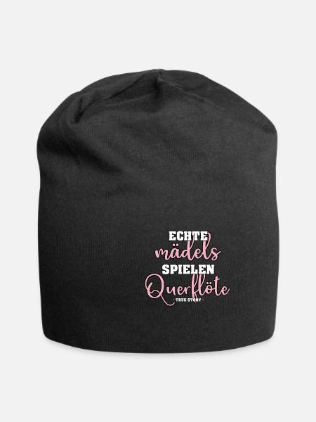 SÜßES ECHTE MÄDELS SPIELEN QUERFLÖTE MUSIK FLÖTE - Jersey-Beanie - Schwarz