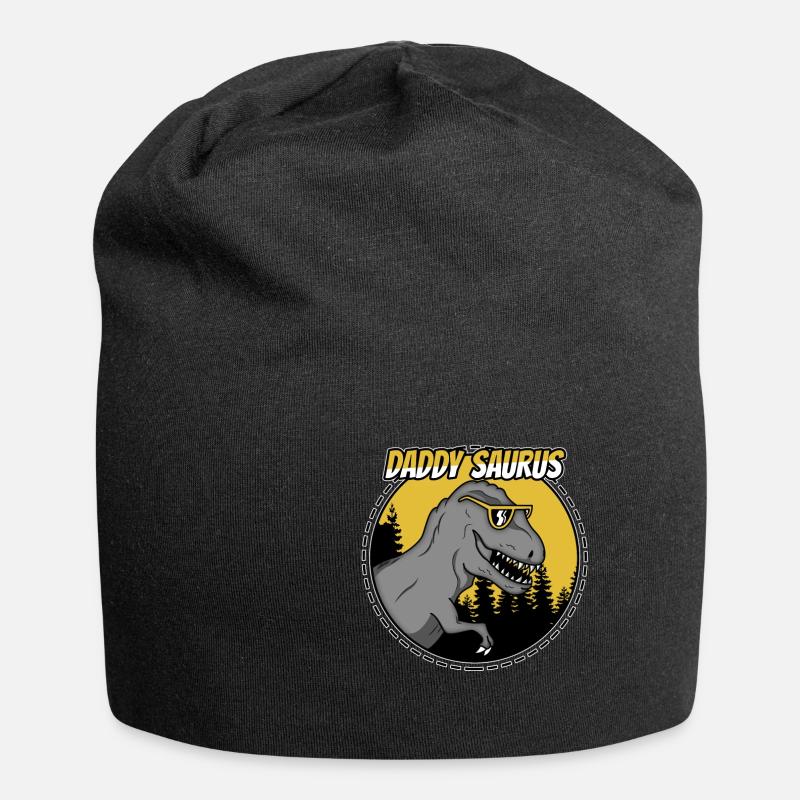 Father's Day Dad Daddy TRex T-Rex dinosaur gift - Jersey Beanie - black