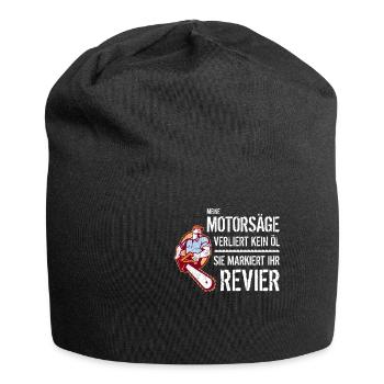 Witziges Motorsägen T-Shirt - Jersey-Beanie - Schwarz - Vorne