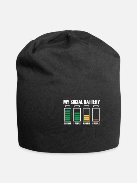 Idée cadeau Introvert Social Battery - Bonnet en jersey - noir
