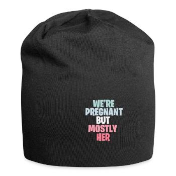 Schwangerschaft Schwanger Baby Babybauch Geschenk - Jersey-Beanie - Schwarz - Vorne