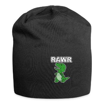 RAWR der kleine Dino mit Grungeeffekt - Jersey-Beanie - Schwarz - Vorne