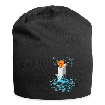 Hai Fisch Pizza Ozean Lustige Tiere Meeresbewohner - Jersey-Beanie - Schwarz - Vorne