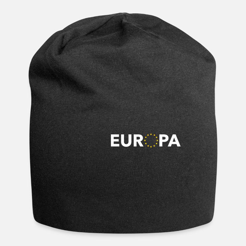 Europa mit Sternen - Jersey-Beanie - Schwarz