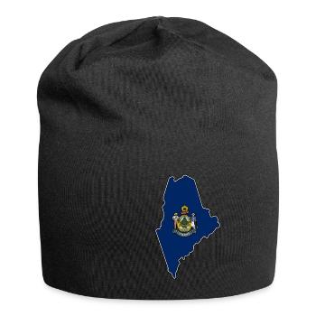 Carte du drapeau du Maine - Bonnet en jersey - noir - Devant