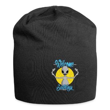 Alien Willkommen Kontakt UFO Witzig Geschenk - Jersey-Beanie - Schwarz - Vorne
