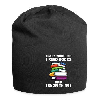 Buch Lesen Bücher Lernen Bücherwurm Geschenk - Jersey-Beanie - Schwarz - Vorne