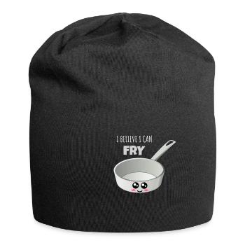 I Believe I Can Fry Cute Skillet Pun - Jersey Beanie - black - Front
