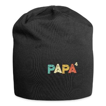 Papa hoch 4 Retro Vatertag Fun Geschenk für Väter - Jersey-Beanie - Schwarz - Vorne